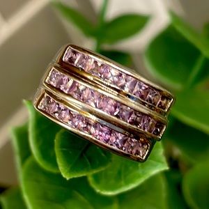 Premier Designs Triple Layer Purple Gemstone Ring - Size 6
